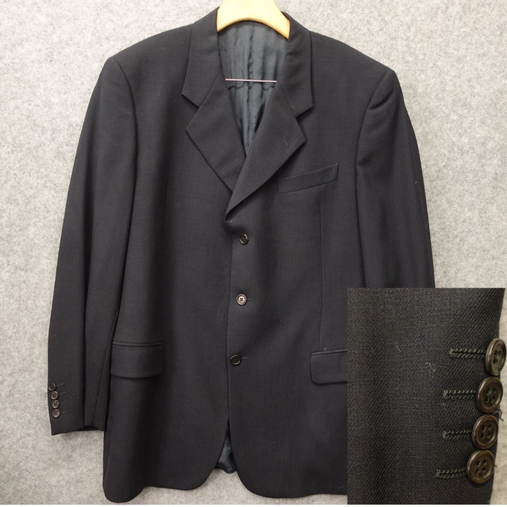 Vintage Valentino Wool Blazer Mens‎ 42L M Midnight Blue Plain Twill Jacket ITALY